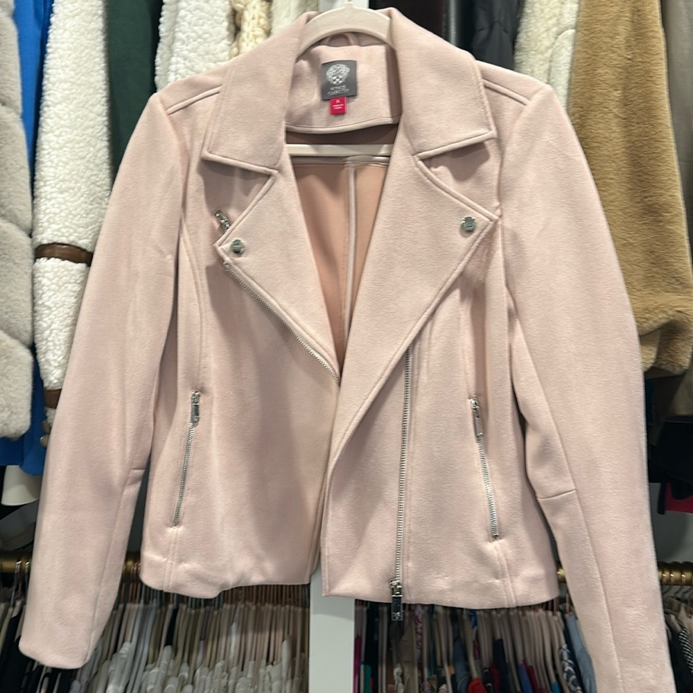 Faux suede blush pink jacket